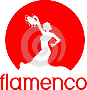 Silhouette of flamenco dancer with fan in her raised hand