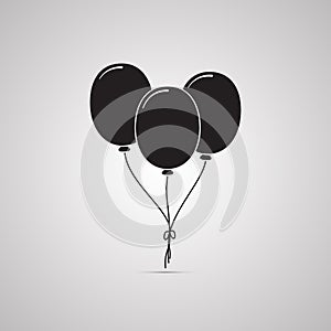 Silhouette flat icon, simple vector design with shadow. Set of flying Birthday balloons. photo