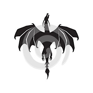 Silhouette of flying dragon vector illustration