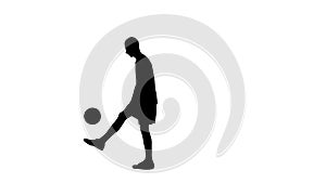 Silhouette of a football player isolated on a white background with an alpha channel. A man, a professional soccer