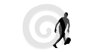 Silhouette of a football player isolated on a white background with an alpha channel. A man, a professional soccer