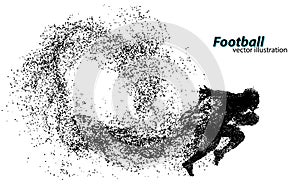 silhouette of a football player from particle. Rugby. American footballer