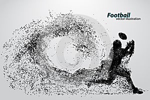 silhouette of a football player from particle. Rugby. American footballer