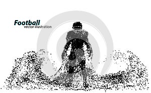 Silhouette of a football player from particle. Rugby. American footballer