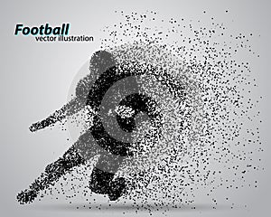 Silhouette of a football player from particle. Rugby. American footballer