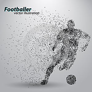 Silhouette of a football player from particles