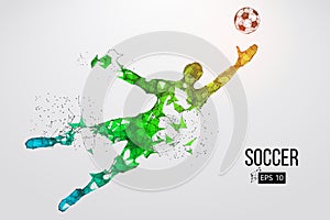 Silhouette of a football player from particles. Vector illustration