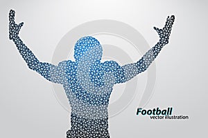 Silhouette of a football player from triangle. Rugby. American footballer