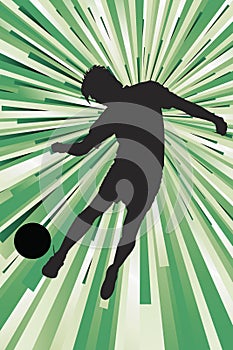 Silhouette of a footballer kicking a ball