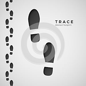 Silhouette of footprint. Trail trodden by boots. Shoe trace. Vector illustration isolated on white background