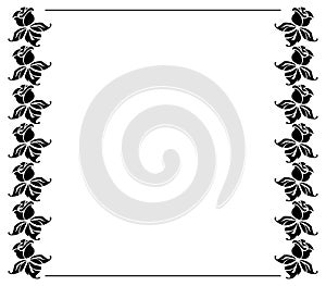 Silhouette frame with black roses