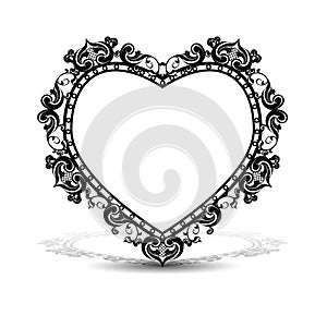 Silhouette frame in the shape of heart