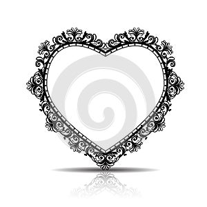 Silhouette frame in the shape of heart for picture or photo