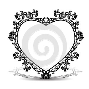 Silhouette frame in the shape of heart for picture or photo