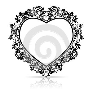 Silhouette frame in the shape of heart for picture or photo