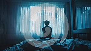 The silhouette in front of the window.AI generated image