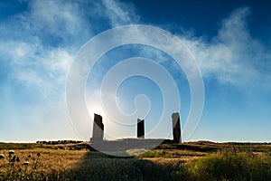 Silhouette of Galvez ruins at dusk