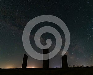 Silhouette of Galvez ruins at night