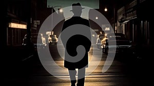 Silhouette Gangster Walking, Made with Generative AI