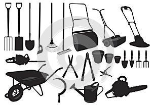 Silhouette garden tools