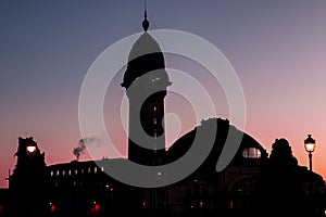 Silhouette of the Gare de Limoges a night