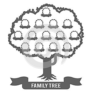 Silhouette genealogy family tree son daughter father mother grandfather grandmother parent photo picture frames design