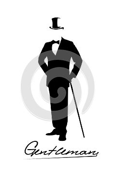 Silhouette of a gentleman in a tuxedo