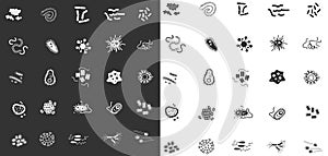 Silhouette germ and pathogen for human disease such as virus, ba