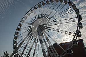 Silhouette of Giant Wheel in Gdansk, Poland