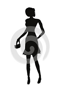 silhouette of a girl black watercolor drawing on an isolated . vector