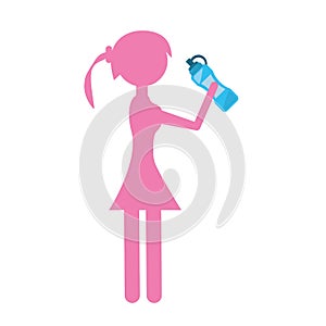 Silhouette girl bottle water hydrant