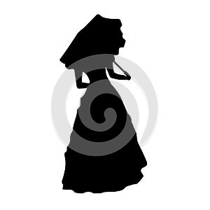 Silhouette girl. Bride with umbrella