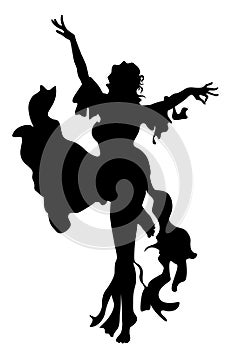 Silhouette girl dancing