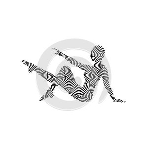 Silhouette of a girl doing modern dance, fitness, yoga, gymnastics, twine, ballet decorated with a pattern on a white background