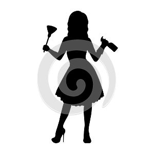 Silhouette girl maid