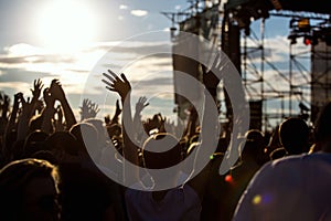 Silhouette of girl at Outdoors Music Festival