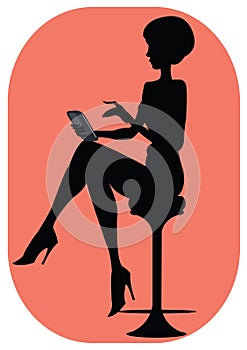Silhouette of girl with a phone