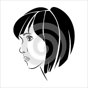 Silhouette girl in profile - vector illustration