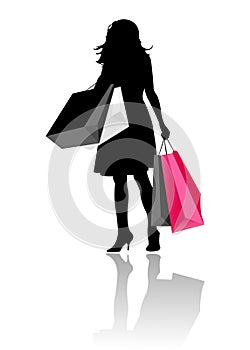 Silhouette girl shopping