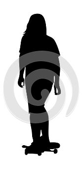 Silhouette of a girl with skateboard