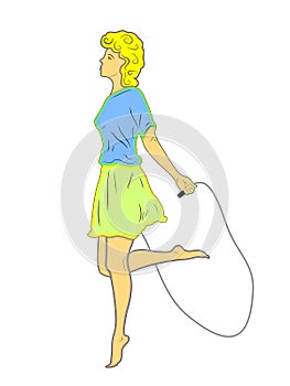 Silhouette girl skipping rope