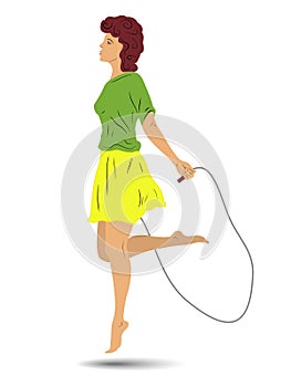 Silhouette girl skipping rope