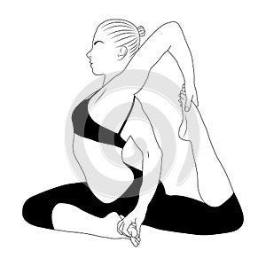 The silhouette of a girl in a sports attire goes in for sports, yoga, gymnastics. The design is suitable for a logo, a sign