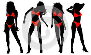 Silhouette of girls in bikinis