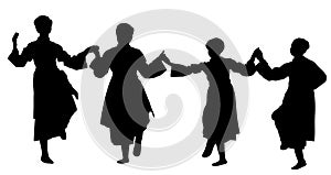 Silhouette of a girls dancing - Serbian folklore