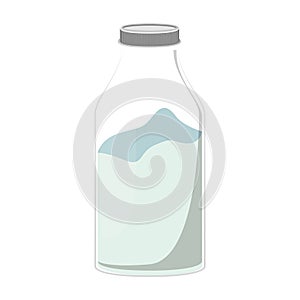 Silhouette glass bottle with milk liquid