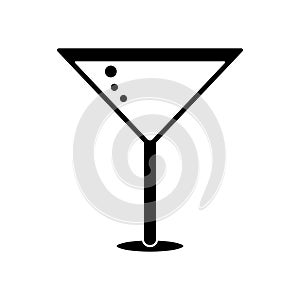 Silhouette glass cocktail martini with olive