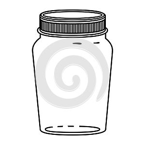 Silhouette glass container of jam with lid