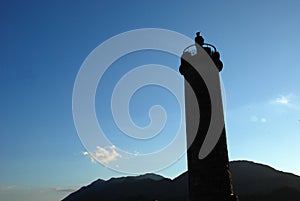 Silhouette of Glenfinnan Monument on Loch Shiel