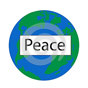 Silhouette of the globe with the text peace.